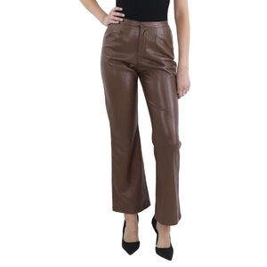 Bloomingdale’s Aqua Sz XS Chocolate Brown Straight Leg Vegan Leather Pants • NWT